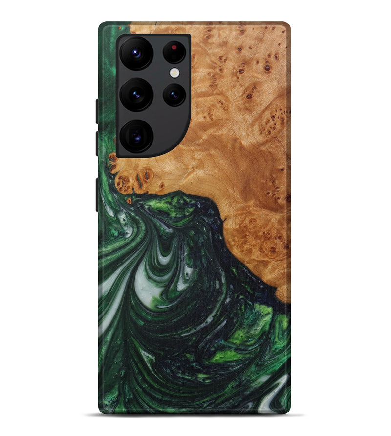Galaxy S22 Ultra Wood+Resin Live Edge Phone Case - Dear (Dark Green, 591401)