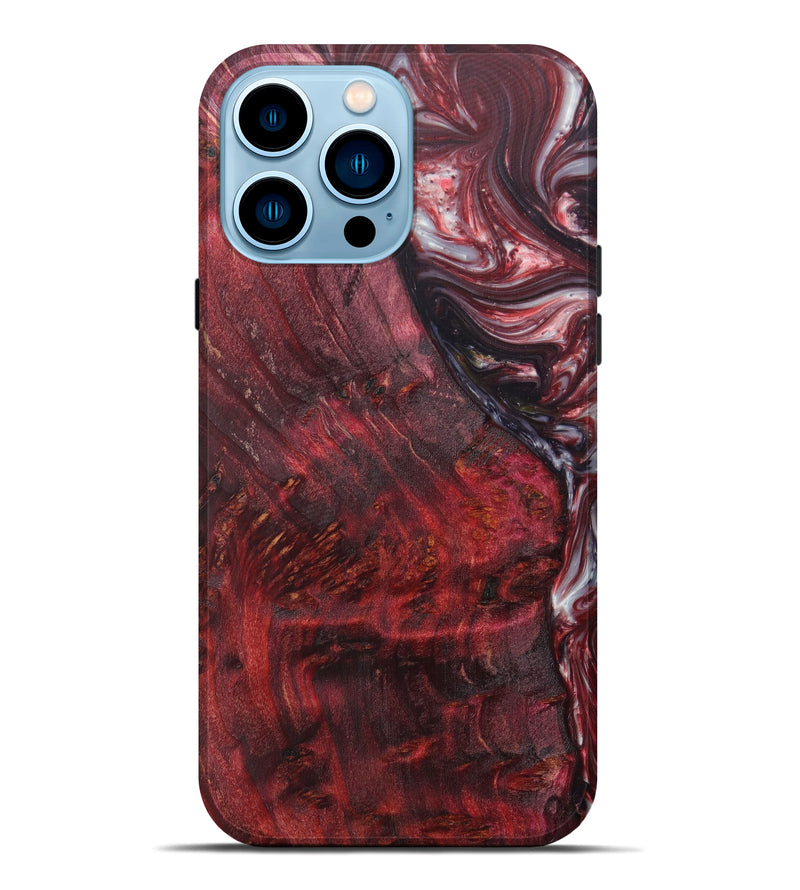 iPhone 14 Pro Max Wood+Resin Live Edge Phone Case - Riggs (Dark Red, 615861)