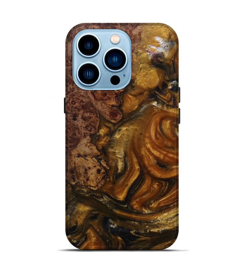 iPhone 14 Pro Wood+Resin Live Edge Phone Case - Trixi (Metallic, 591387)