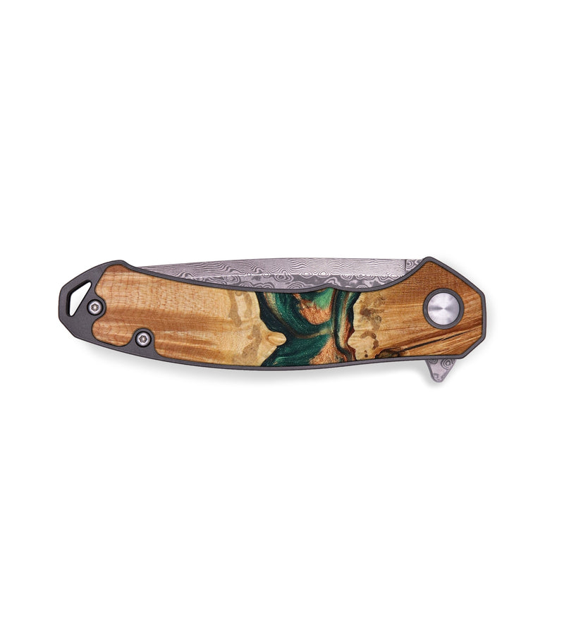 EDC Wood+Resin Pocket Knife - Iker (Green, 642666)