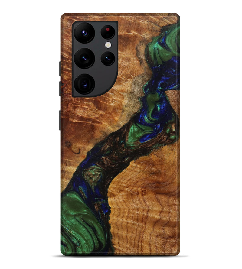 Galaxy S22 Ultra Wood+Resin Live Edge Phone Case - Shelby (Dark Green, 610401)