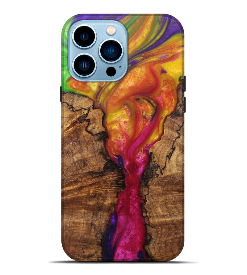iPhone 14 Pro Max Wood+Resin Live Edge Phone Case - Verena (Purple, 600134)