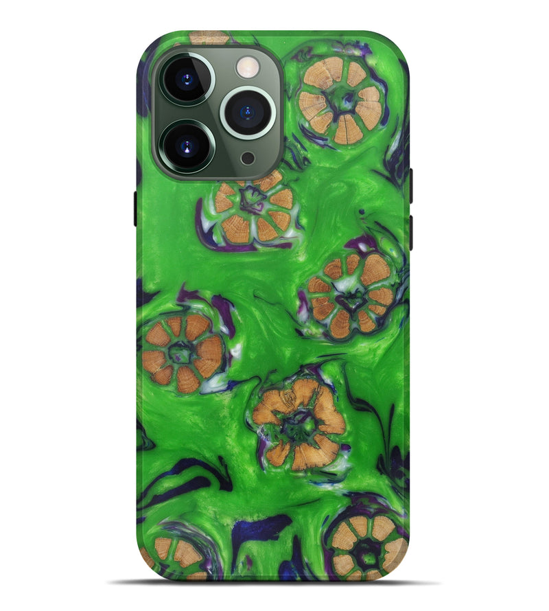 iPhone 13 Pro Max Wood+Resin Live Edge Phone Case - Norman (Dark Green, 591373)