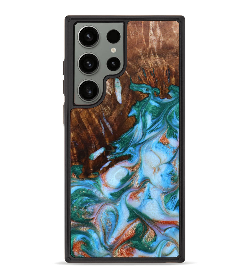 Galaxy S23 Ultra Wood+Resin Phone Case - Kris (Teal & Gold, 639665)