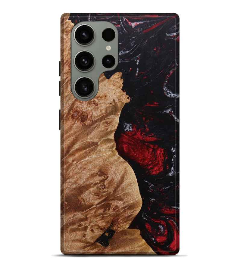Galaxy S23 Ultra Wood+Resin Live Edge Phone Case - Mercedes (Red, 641152)