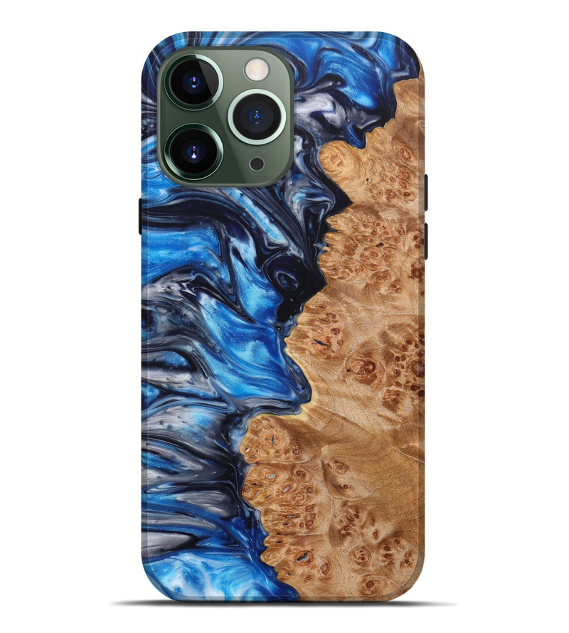 iPhone 13 Pro Max Wood+Resin Live Edge Phone Case - Lonnie (Blue, 635146)