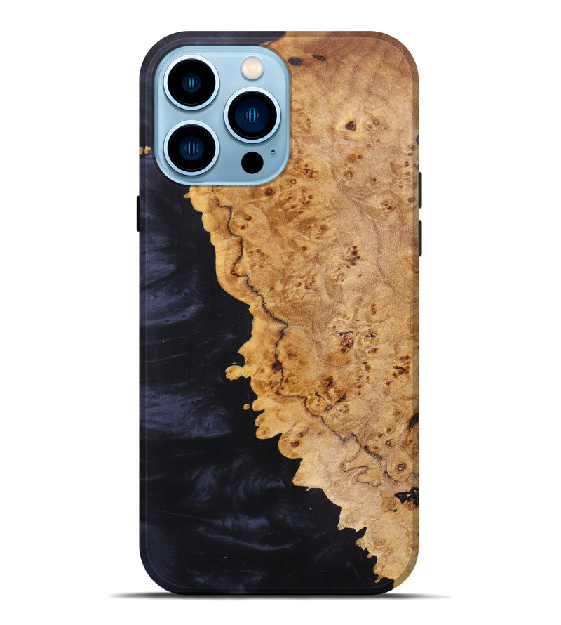 iPhone 14 Pro Max Wood+Resin Live Edge Phone Case - Melina (Pure Black, 615871)