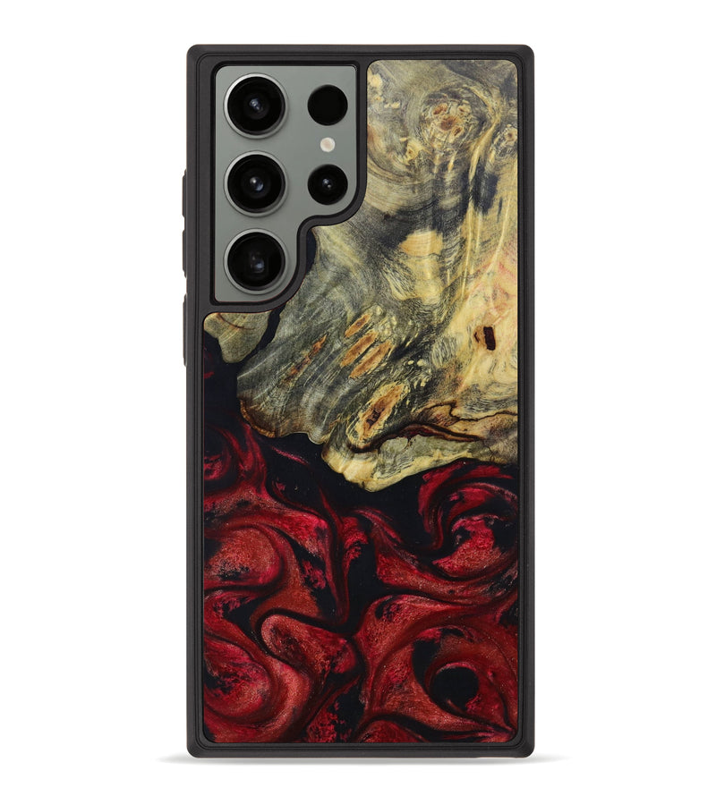 Galaxy S23 Ultra Wood+Resin Phone Case - Chanda (Red, 622398)