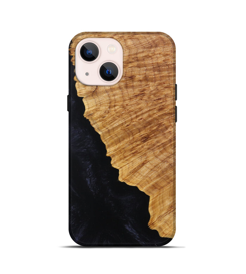 iPhone 13 mini Wood+Resin Live Edge Phone Case - Jai (Pure Black, 616647)