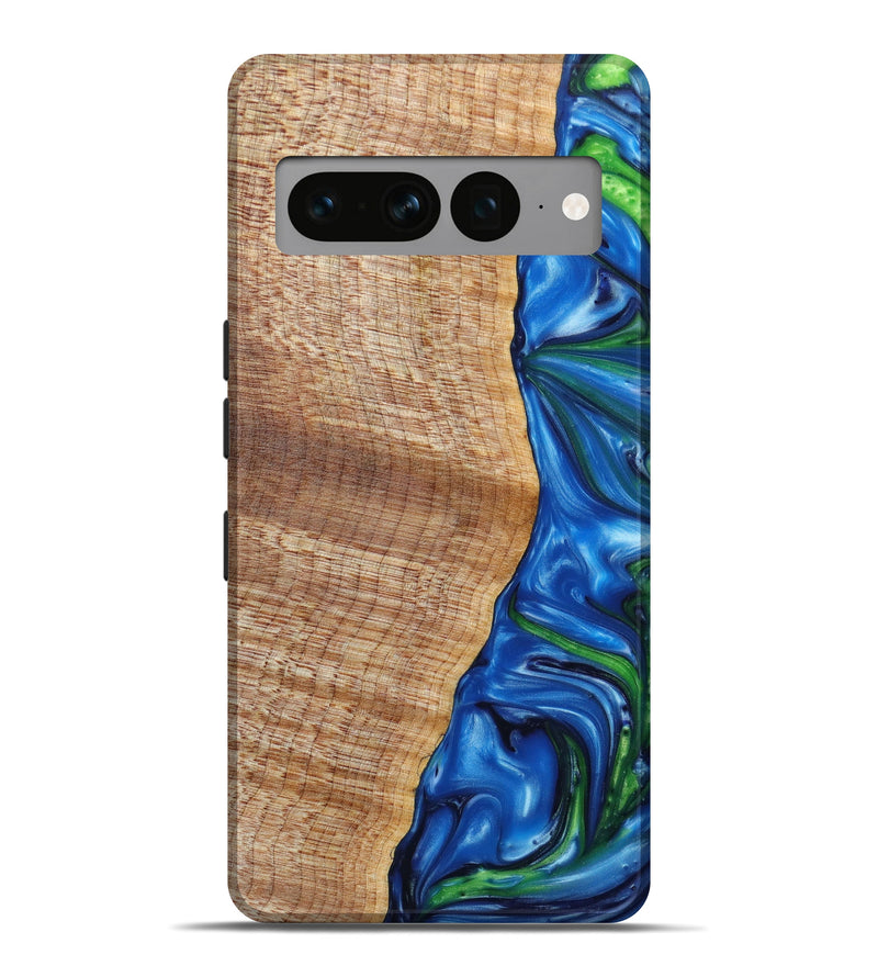 Pixel 7 Pro Wood+Resin Live Edge Phone Case - Jonah (Blue, 641068)