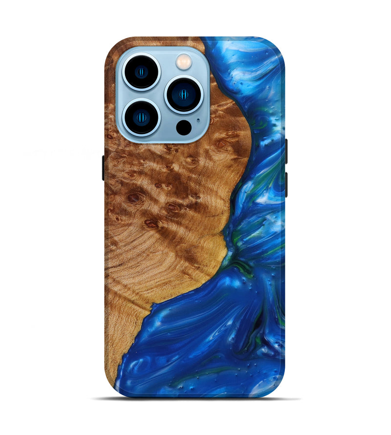 iPhone 14 Pro Wood+Resin Live Edge Phone Case - Joanna (Blue, 622967)