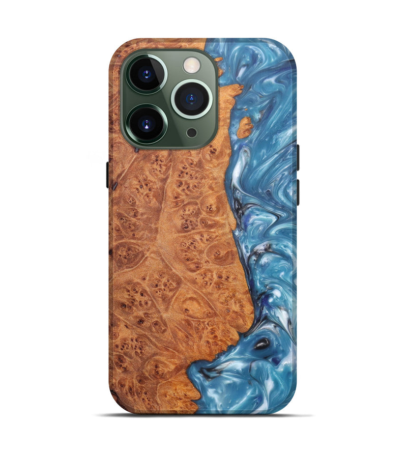 iPhone 13 Pro Wood+Resin Live Edge Phone Case - Derrik (Light Blue, 605189)