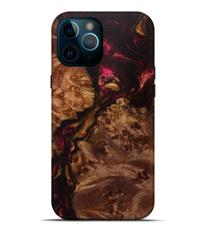 iPhone 12 Pro Max Wood+Resin Live Edge Phone Case - Litzy (Dark Red, 610268)
