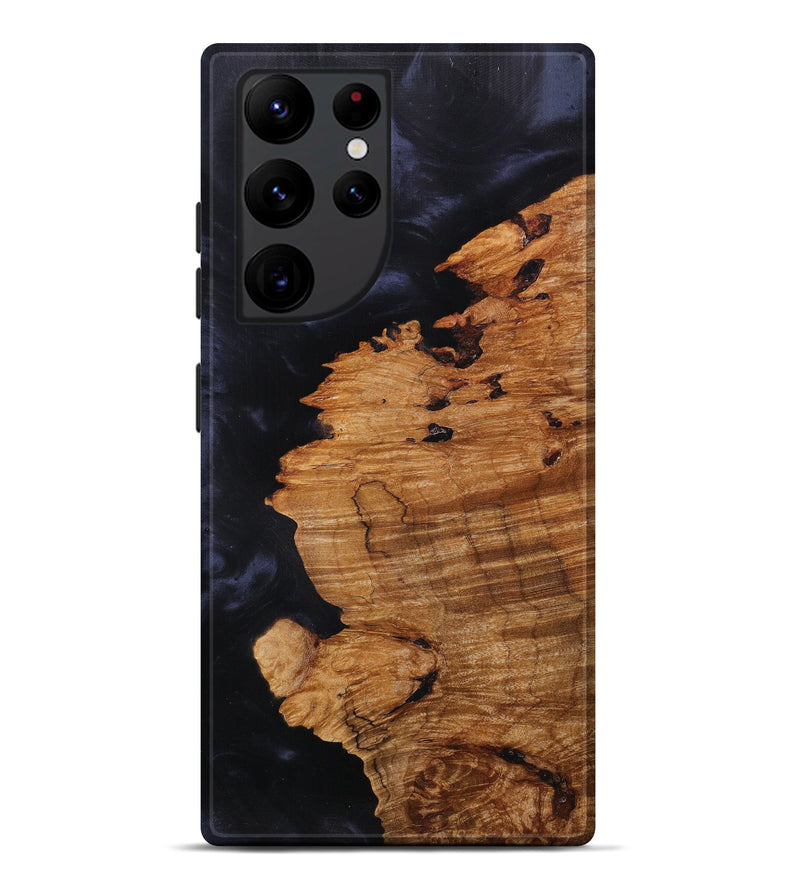 Galaxy S22 Ultra Wood+Resin Live Edge Phone Case - Miller (Pure Black, 614550)