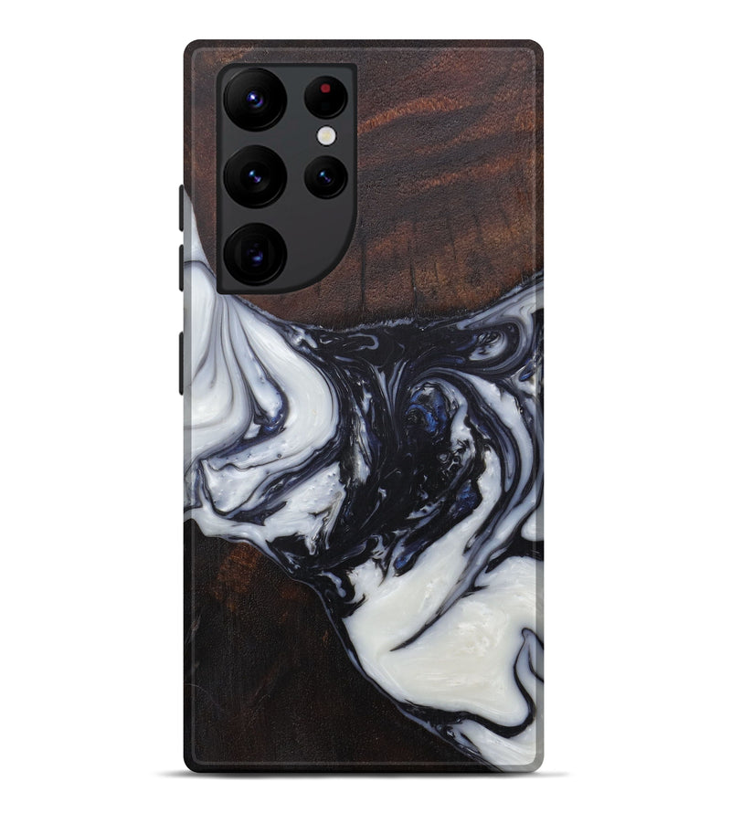 Galaxy S22 Ultra Wood+Resin Live Edge Phone Case - Kwong (Black & White, 591792)