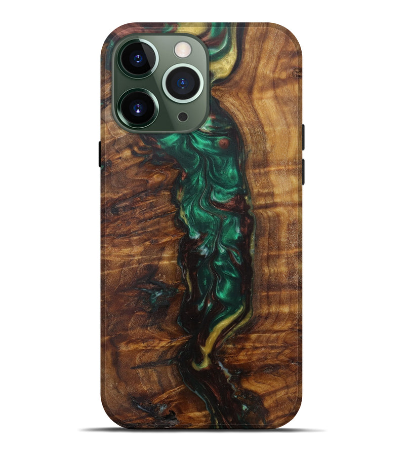 iPhone 13 Pro Max Wood+Resin Live Edge Phone Case - Sherrie (Dark Green, 582862)