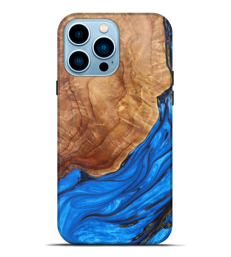 iPhone 14 Pro Max Wood+Resin Live Edge Phone Case - Sutton (Blue, 628996)