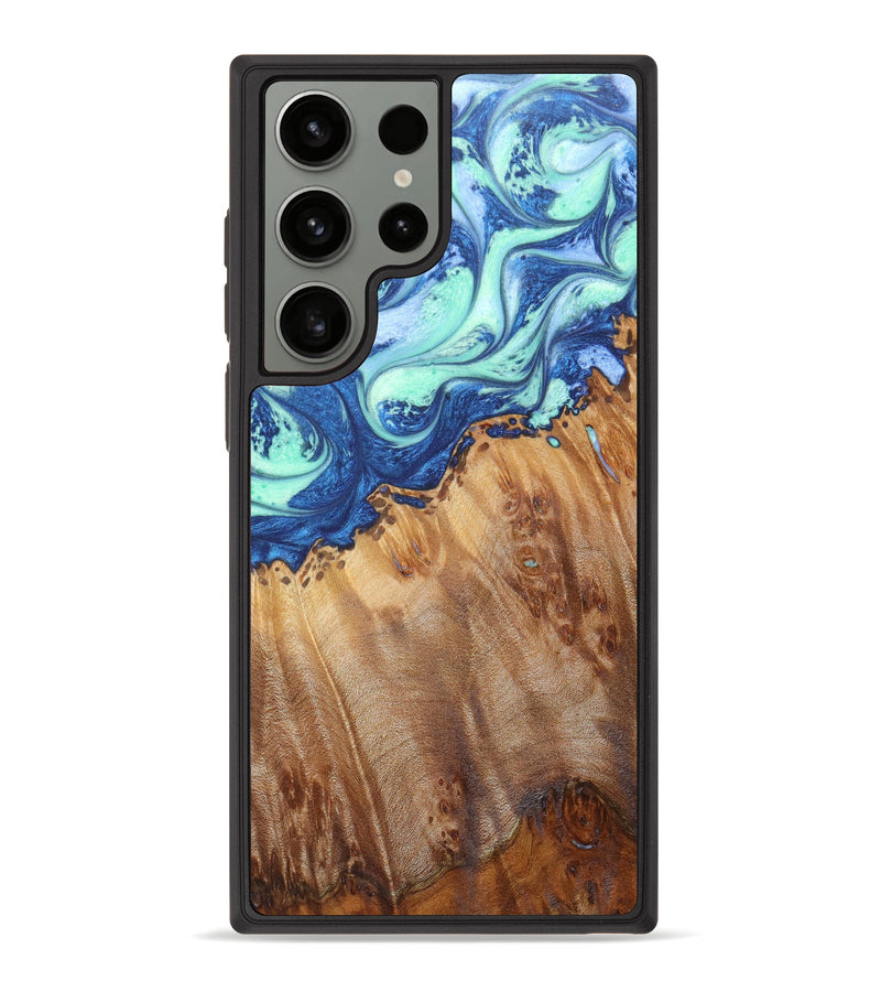 Galaxy S23 Ultra Wood+Resin Phone Case - Carmen (Blue, 625854)