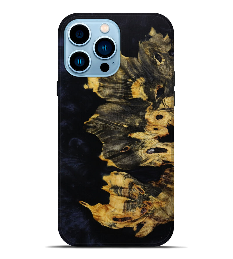 iPhone 14 Pro Max Wood+Resin Live Edge Phone Case - Sophia (Black & White, 642859)