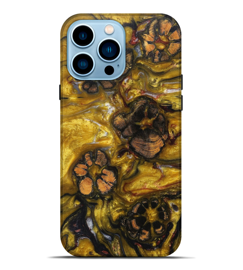 iPhone 14 Pro Max Wood+Resin Live Edge Phone Case - Sean (Metallic, 607189)