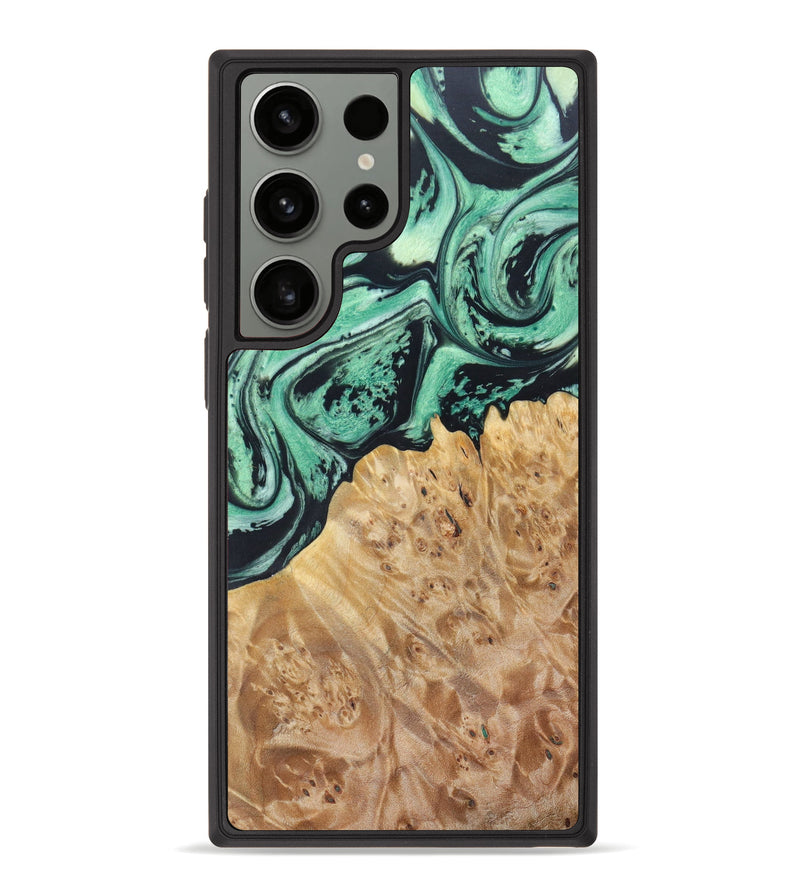Galaxy S23 Ultra Wood+Resin Phone Case - Genevieve (Green, 628334)