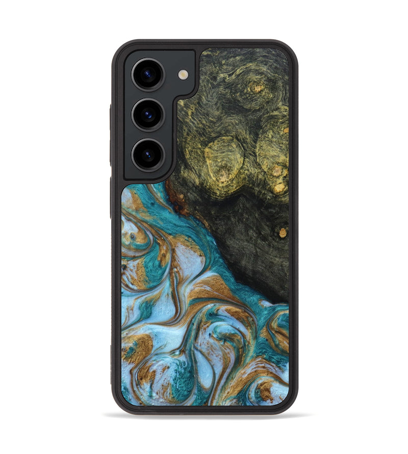 Galaxy S23 Wood+Resin Phone Case - Jesus (Teal & Gold, 640955)