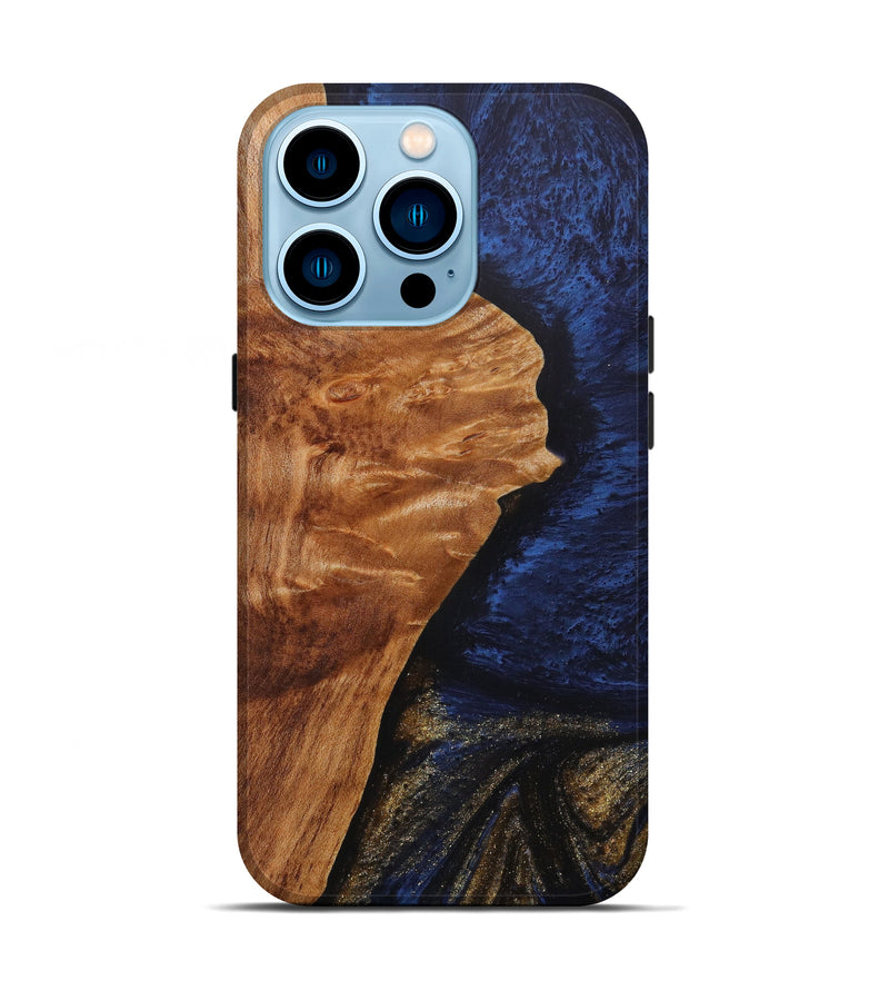 iPhone 14 Pro Wood+Resin Live Edge Phone Case - Princeton (Dark Blue, 610397)