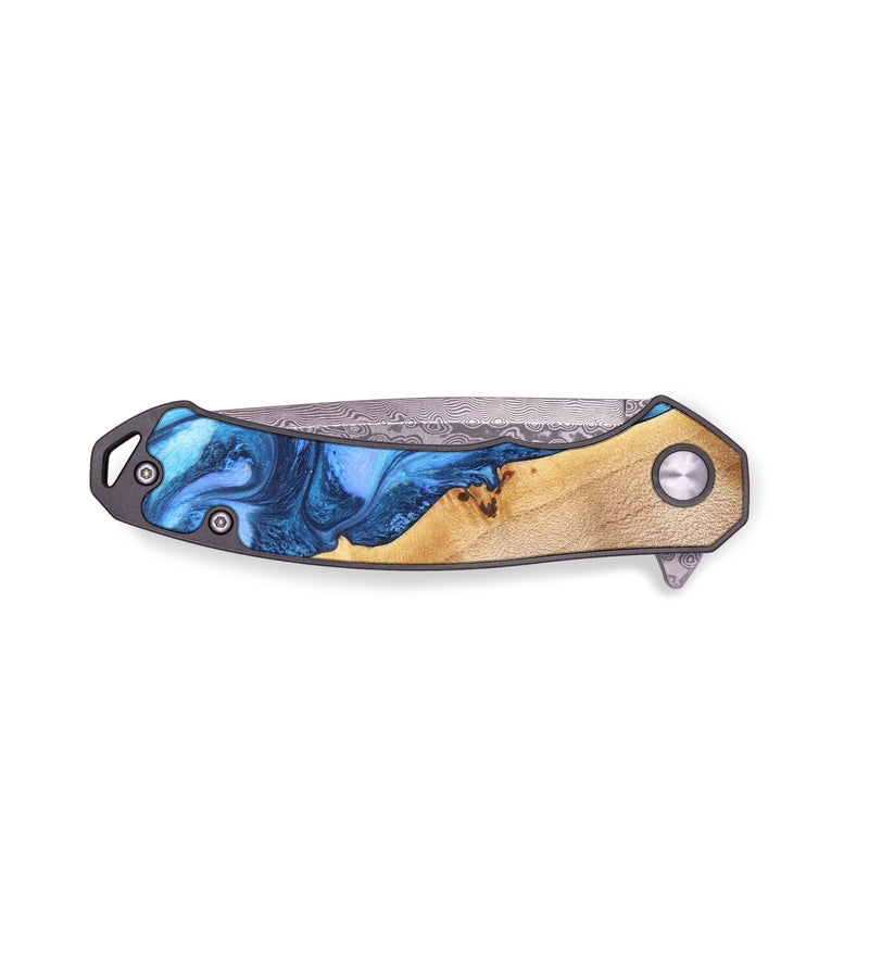 EDC Wood+Resin Pocket Knife - India (Blue, 636469)