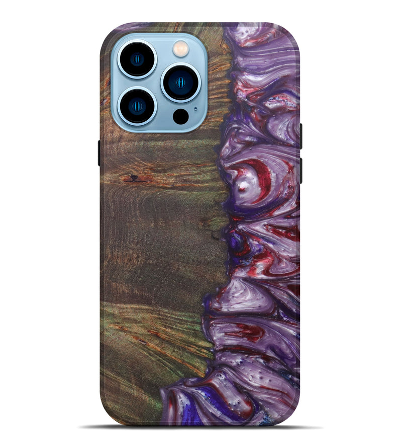 iPhone 14 Pro Max Wood+Resin Live Edge Phone Case - Trang (Purple, 600164)