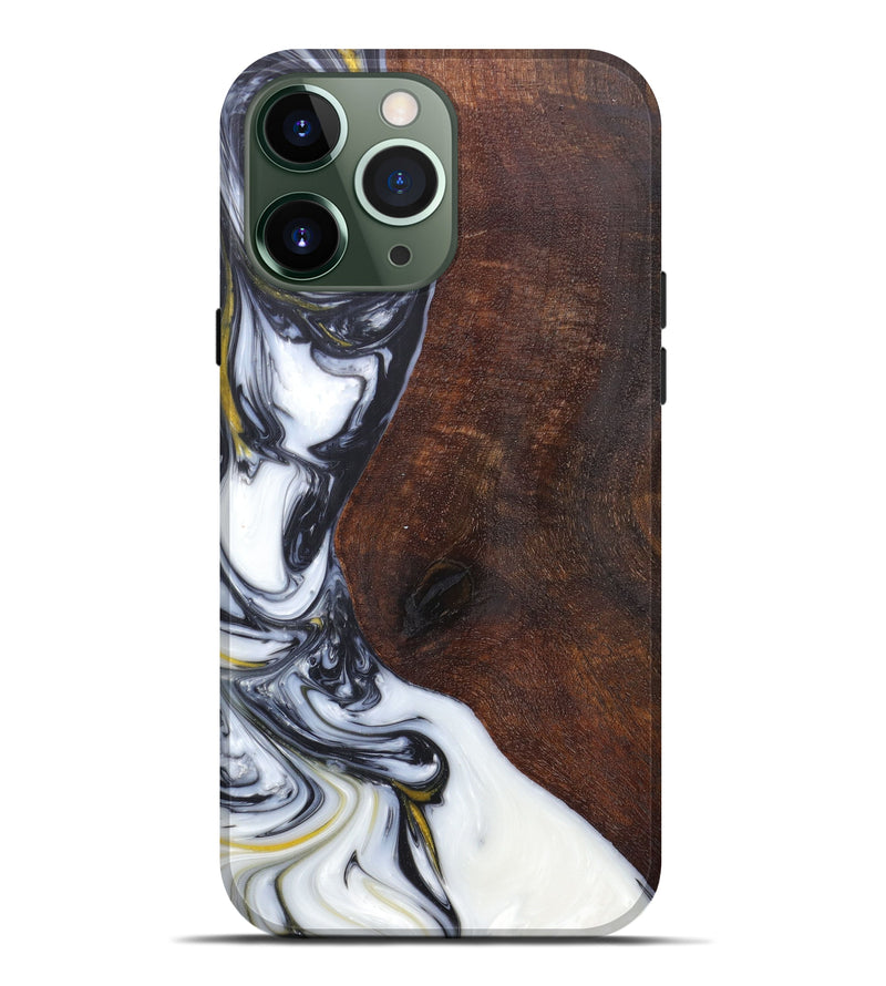 iPhone 13 Pro Max Wood+Resin Live Edge Phone Case - Georgeanne (Black & White, 606481)