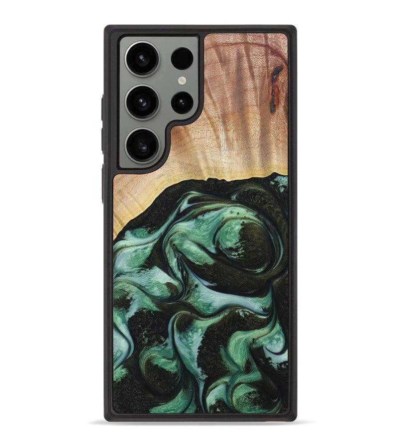Galaxy S23 Ultra Wood+Resin Phone Case - Lesly (Green, 621313)
