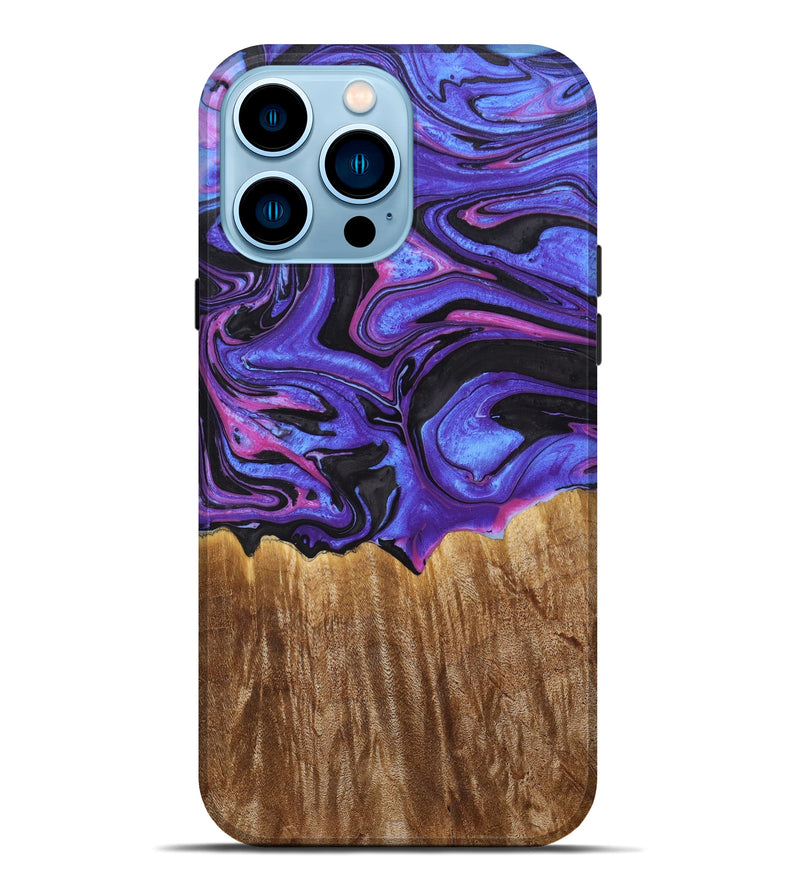 iPhone 14 Pro Max Wood+Resin Live Edge Phone Case - Kenya (Purple, 638170)