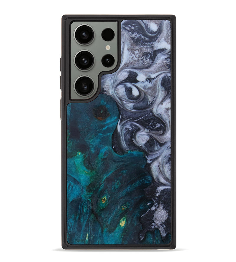 Galaxy S23 Ultra Wood+Resin Phone Case - Hali (Black & White, 621449)