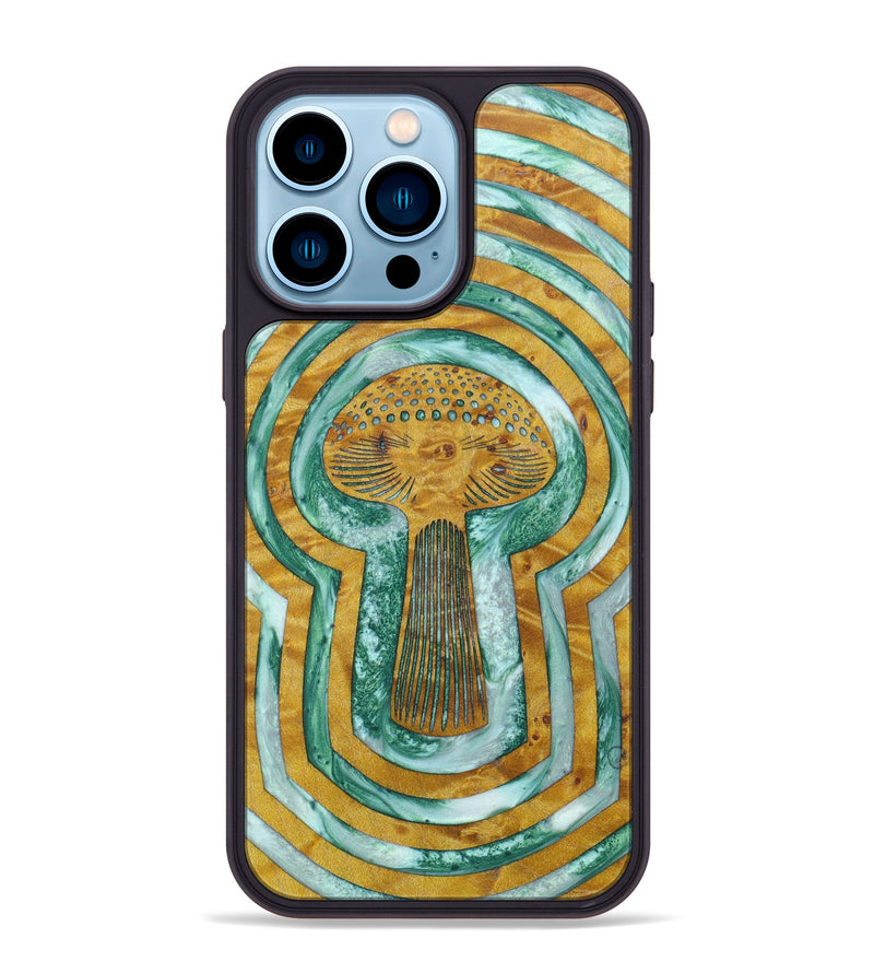 iPhone 14 Pro Max Wood+Resin Phone Case - Sheilah (Retro, 634366)