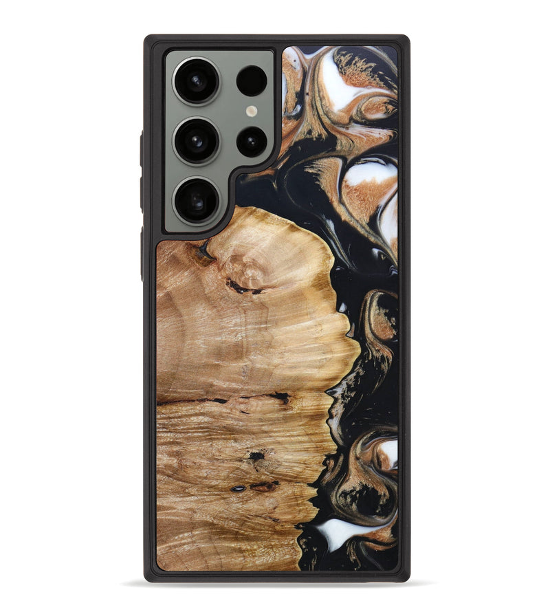 Galaxy S23 Ultra Wood+Resin Phone Case - Amare (Black & White, 629938)