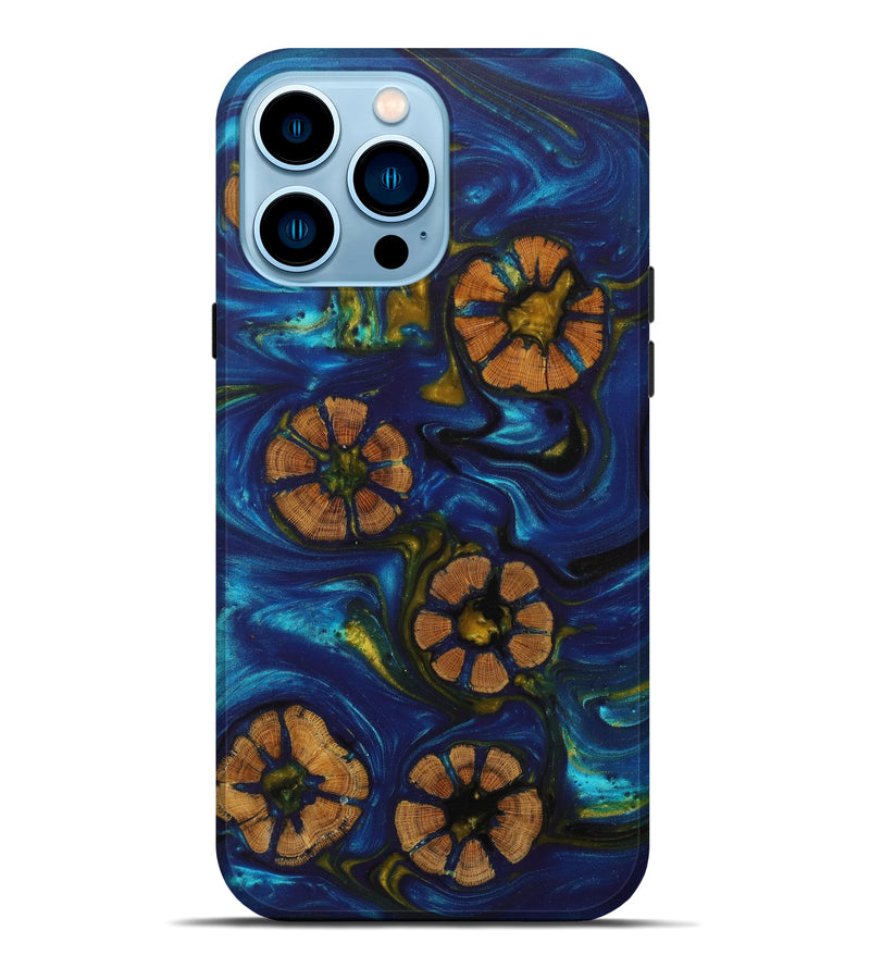 iPhone 14 Pro Max Wood+Resin Live Edge Phone Case - Donald (Blue, 622882)