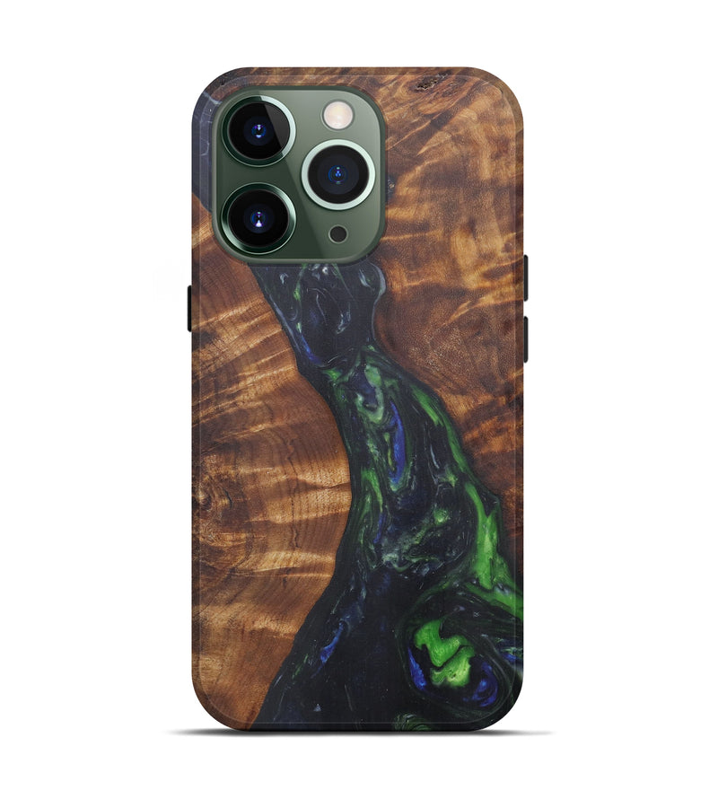 iPhone 13 Pro Wood+Resin Live Edge Phone Case - Gilberta (Dark Green, 594886)