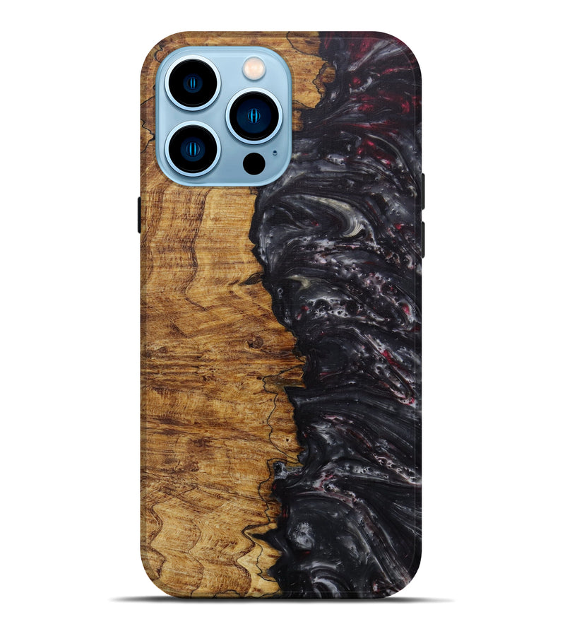 iPhone 14 Pro Max Wood+Resin Live Edge Phone Case - Sunil (Metallic, 584051)
