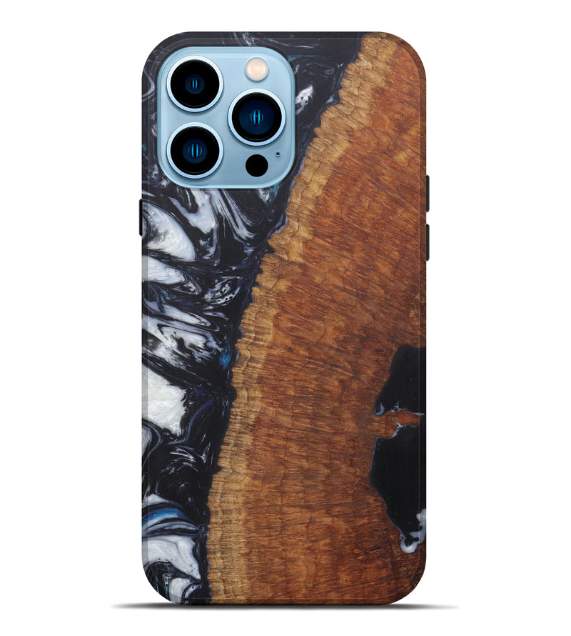 iPhone 14 Pro Max Wood+Resin Live Edge Phone Case - Henri (Black & White, 588640)