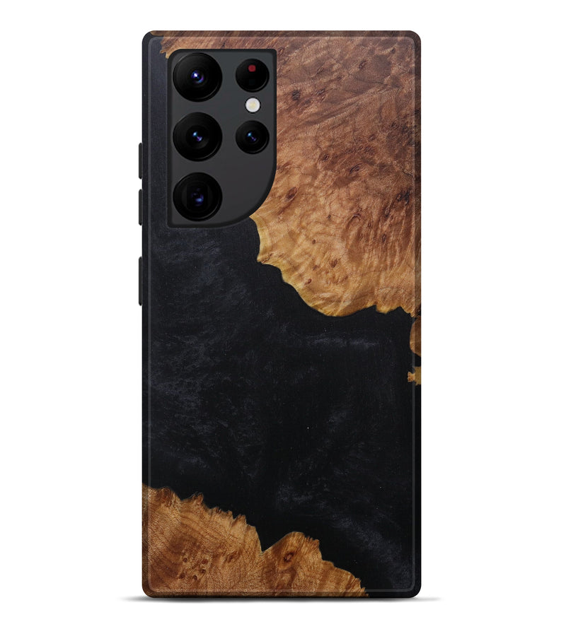 Galaxy S22 Ultra Wood+Resin Live Edge Phone Case - Tchangid (Pure Black, 591429)