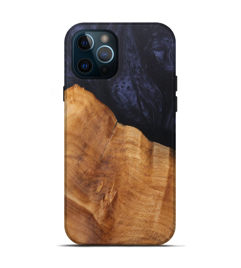 iPhone 12 Pro Wood+Resin Live Edge Phone Case - Qainfo (Pure Black, 607220)