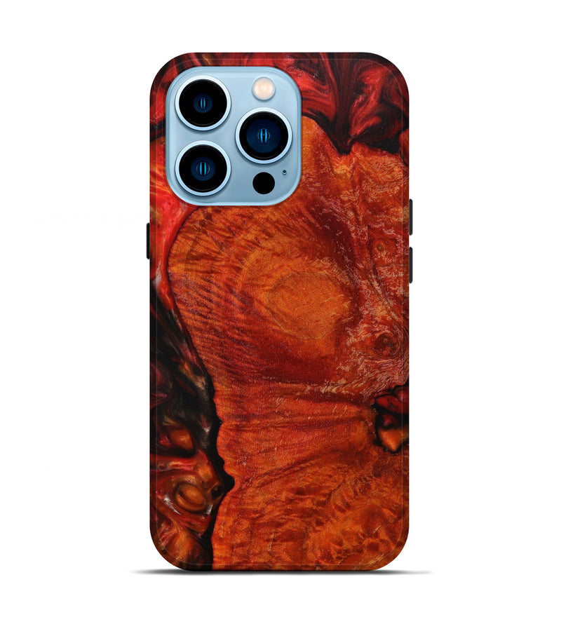 iPhone 14 Pro Wood+Resin Live Edge Phone Case - Sheila (Red, 633206)