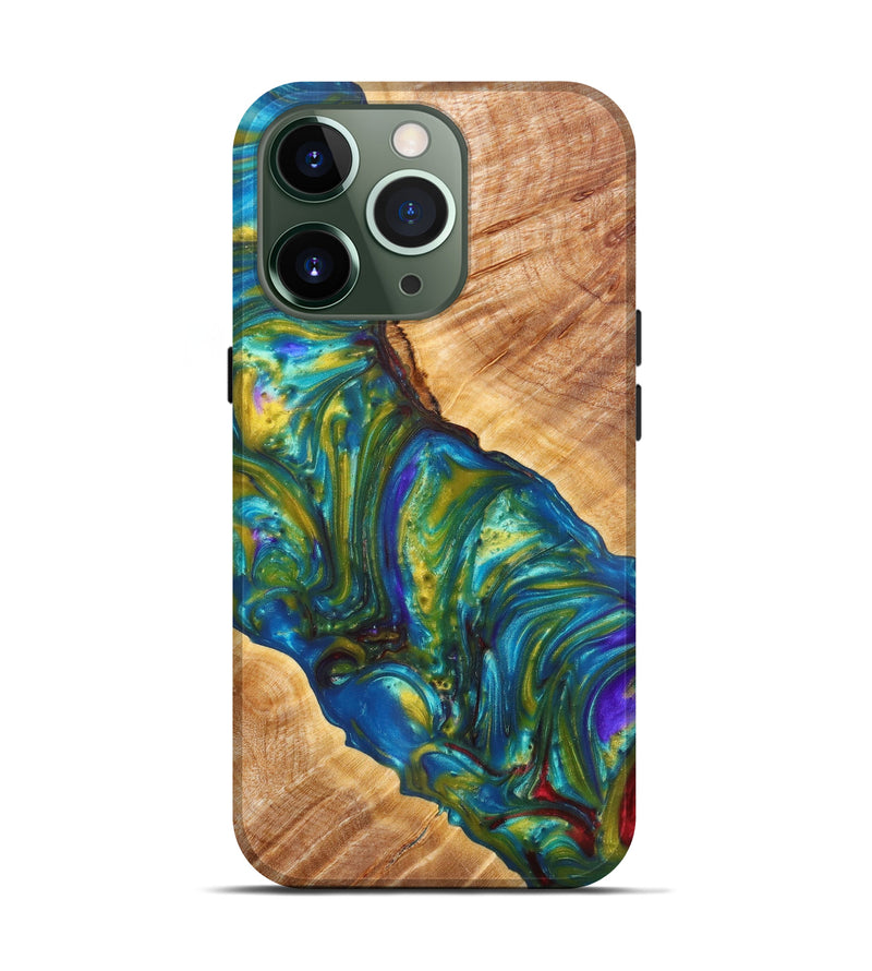 iPhone 13 Pro Wood+Resin Live Edge Phone Case - Ken (Light Blue, 611127)