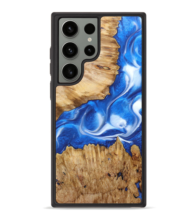 Galaxy S23 Ultra Wood+Resin Phone Case - Winona (Blue, 632467)