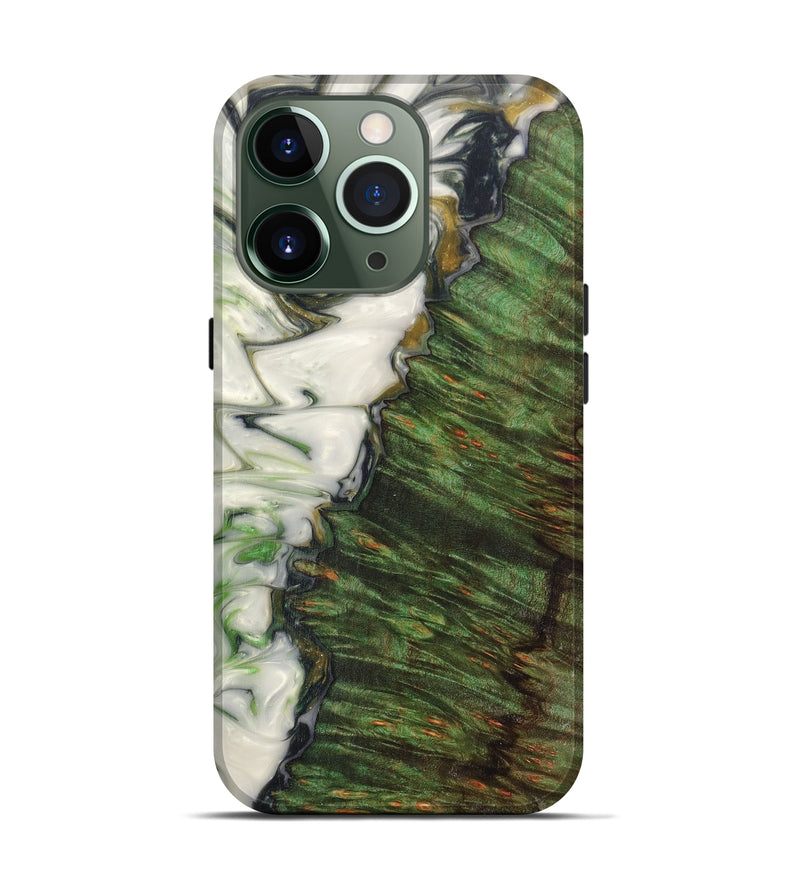 iPhone 13 Pro Wood+Resin Live Edge Phone Case - Trae (Green, 624472)