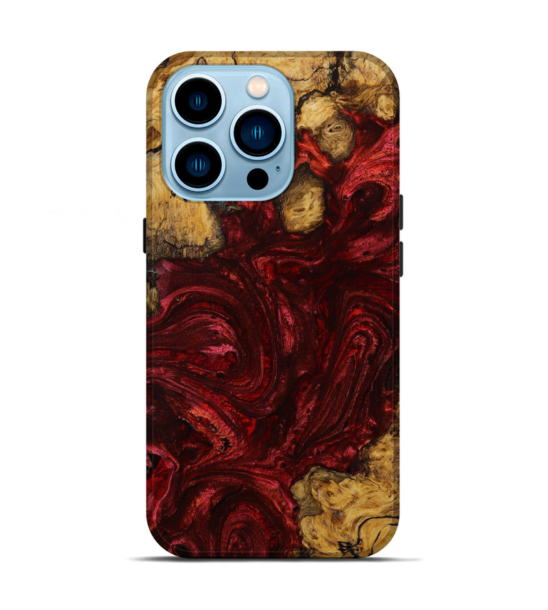 iPhone 14 Pro Wood+Resin Live Edge Phone Case - Karter (Red, 648587)