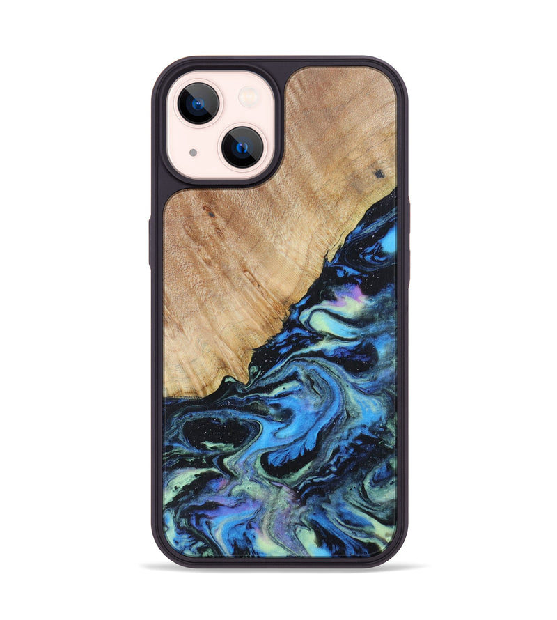 iPhone 14 Wood+Resin Phone Case - Damon (Aurora, 617717)