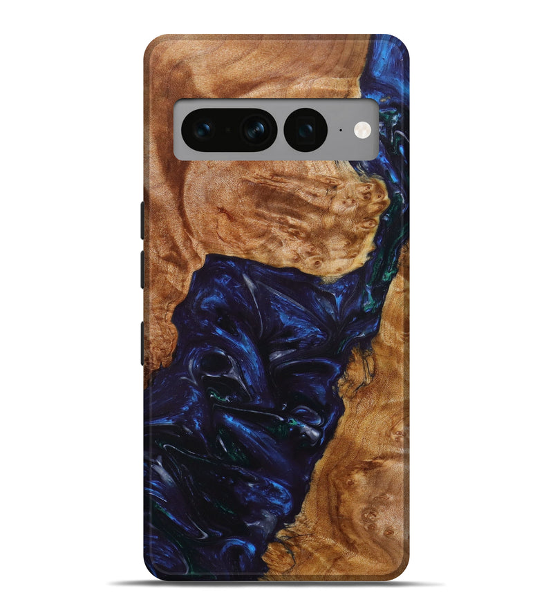 Pixel 7 Pro Wood+Resin Live Edge Phone Case - Janine (Blue, 640507)