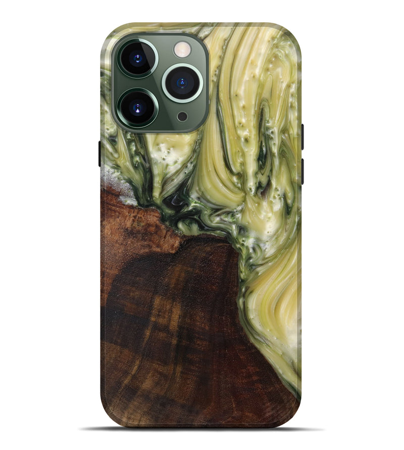 iPhone 13 Pro Max Wood+Resin Live Edge Phone Case - Mellicent (Dark Green, 586106)