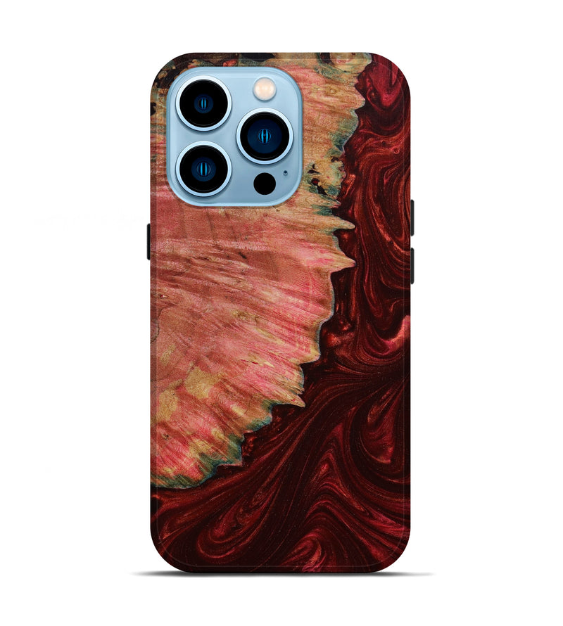 iPhone 14 Pro Wood+Resin Live Edge Phone Case - Sara (Red, 643193)